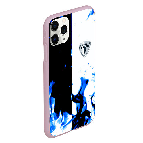 Чехол iPhone 11 Pro матовый Tesla Elon Mask fire / 3D-Розовый – фото 2