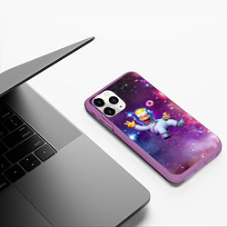 Чехол iPhone 11 Pro матовый Homer Simpson in space - ai art, цвет: 3D-фиолетовый — фото 2