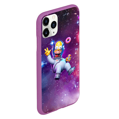 Чехол iPhone 11 Pro матовый Homer Simpson in space - ai art / 3D-Фиолетовый – фото 2