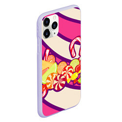 Чехол iPhone 11 Pro матовый Конфеты и полосы, цвет: 3D-светло-сиреневый — фото 2