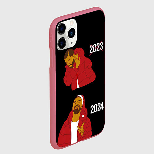 Чехол iPhone 11 Pro матовый Дрейк 2023-2024 / 3D-Малиновый – фото 2