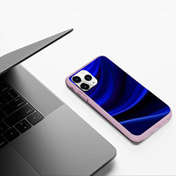 Чехол iPhone 11 Pro матовый Темная синяя абстракция, цвет: 3D-розовый — фото 2