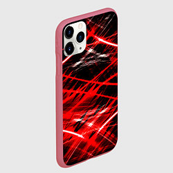 Чехол iPhone 11 Pro матовый Красный лазер линии, цвет: 3D-малиновый — фото 2