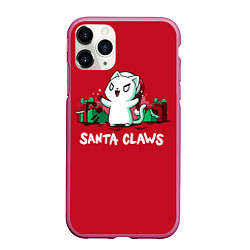 Чехол iPhone 11 Pro матовый Santa claws, цвет: 3D-малиновый