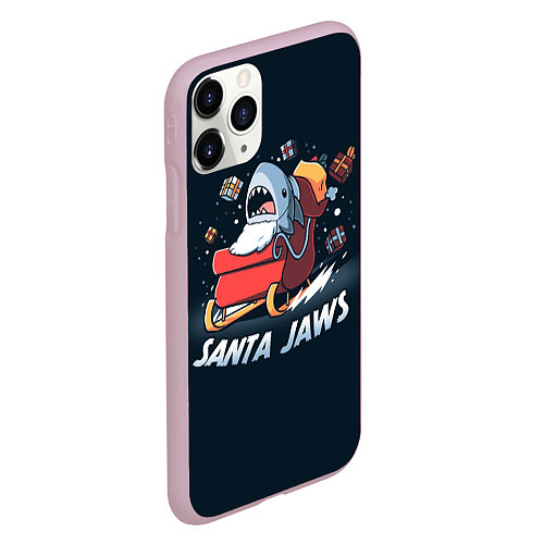 Чехол iPhone 11 Pro матовый Santa Jaws / 3D-Розовый – фото 2
