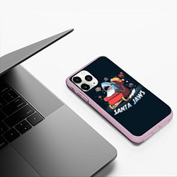 Чехол iPhone 11 Pro матовый Santa Jaws, цвет: 3D-розовый — фото 2