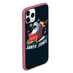 Чехол iPhone 11 Pro матовый Santa Jaws, цвет: 3D-малиновый — фото 2