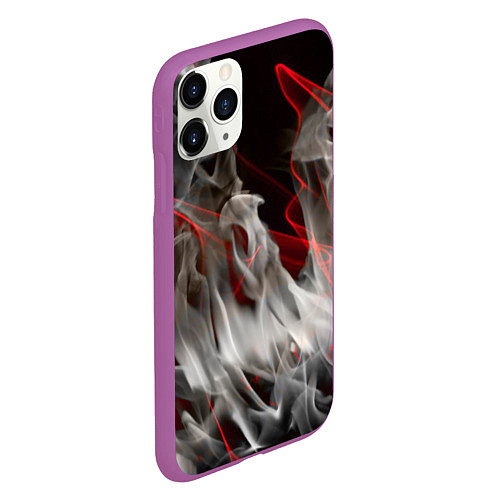 Чехол iPhone 11 Pro матовый Дым и красные узоры / 3D-Фиолетовый – фото 2