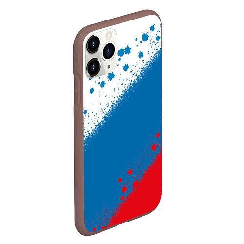 Чехол iPhone 11 Pro матовый Российский триколор / 3D-Коричневый – фото 2