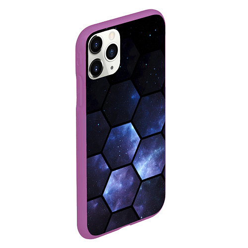 Чехол iPhone 11 Pro матовый Космические соты - геометрия / 3D-Фиолетовый – фото 2