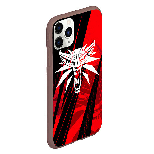 Чехол iPhone 11 Pro матовый The witcher - red sport / 3D-Коричневый – фото 2