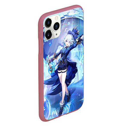 Чехол iPhone 11 Pro матовый Genshin Impact Furina / 3D-Малиновый – фото 2