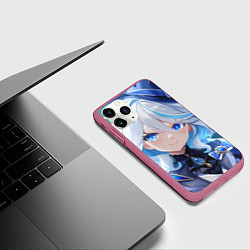 Чехол iPhone 11 Pro матовый Genshin Impact Furina Smile, цвет: 3D-малиновый — фото 2