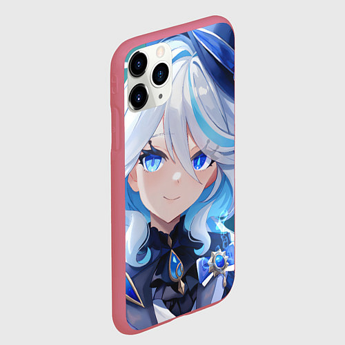 Чехол iPhone 11 Pro матовый Genshin Impact Furina Smile / 3D-Малиновый – фото 2