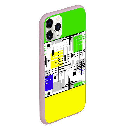 Чехол iPhone 11 Pro матовый Узор из полос желтого и зеленого цвета / 3D-Розовый – фото 2
