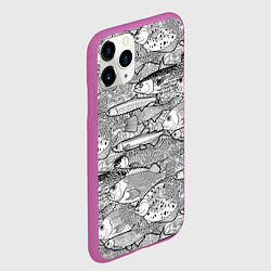 Чехол iPhone 11 Pro матовый Экзотические рыбы в кораллах, цвет: 3D-фиолетовый — фото 2