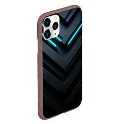 Чехол iPhone 11 Pro матовый Черный и синий фон с абстракцией, цвет: 3D-коричневый — фото 2