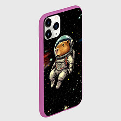 Чехол iPhone 11 Pro матовый Капибара бравый космонавт - фантазия, цвет: 3D-фиолетовый — фото 2