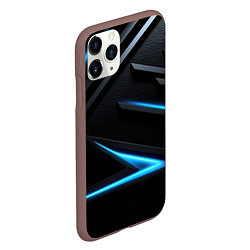 Чехол iPhone 11 Pro матовый Черный и синий фон с абстракцией, цвет: 3D-коричневый — фото 2