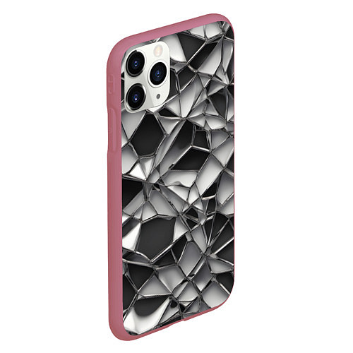 Чехол iPhone 11 Pro матовый Чёрно-белая сетка / 3D-Малиновый – фото 2