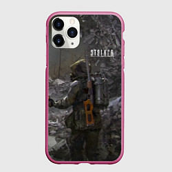 Чехол iPhone 11 Pro матовый STALKER 2 одиночка с детектором, цвет: 3D-малиновый