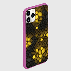 Чехол iPhone 11 Pro матовый Жёлтый трескающийся камень, цвет: 3D-фиолетовый — фото 2