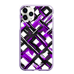Чехол iPhone 11 Pro матовый Фиолетовые и чёрные мазки, цвет: 3D-светло-сиреневый