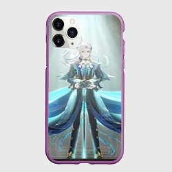 Чехол iPhone 11 Pro матовый Genshin Impact Нёвиллет, цвет: 3D-фиолетовый
