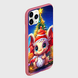 Чехол iPhone 11 Pro матовый Миниатюрный новогодний дракоша, цвет: 3D-малиновый — фото 2