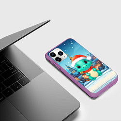 Чехол iPhone 11 Pro матовый Маленький дракон зимнего чуда 2024, цвет: 3D-фиолетовый — фото 2