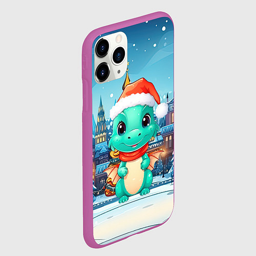 Чехол iPhone 11 Pro матовый Маленький дракон зимнего чуда 2024 / 3D-Фиолетовый – фото 2