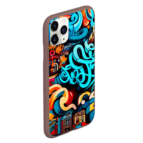 Чехол iPhone 11 Pro матовый Abstract graffiti - ai art / 3D-Коричневый – фото 2