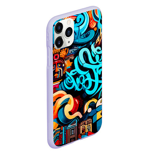 Чехол iPhone 11 Pro матовый Abstract graffiti - ai art / 3D-Светло-сиреневый – фото 2