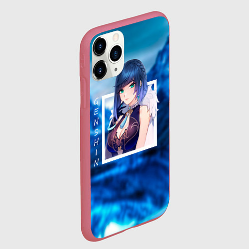 Чехол iPhone 11 Pro матовый Е Лань на фоне природы / 3D-Малиновый – фото 2