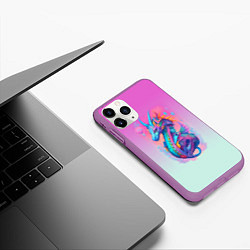 Чехол iPhone 11 Pro матовый Funny dragon - ai art, цвет: 3D-фиолетовый — фото 2