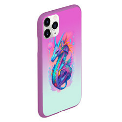 Чехол iPhone 11 Pro матовый Funny dragon - ai art, цвет: 3D-фиолетовый — фото 2