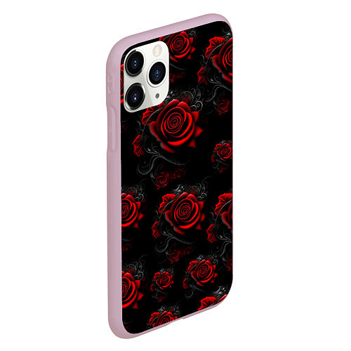 Чехол iPhone 11 Pro матовый Красные розы цветы / 3D-Розовый – фото 2