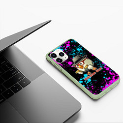 Чехол iPhone 11 Pro матовый Chicken gun - neon, цвет: 3D-салатовый — фото 2