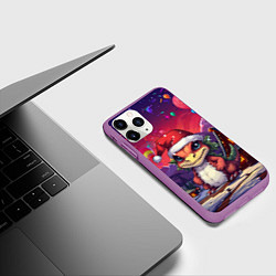 Чехол iPhone 11 Pro матовый Маленький новогодний милый дракон 2024, цвет: 3D-фиолетовый — фото 2