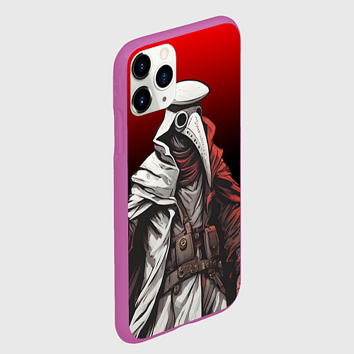 Чехол iPhone 11 Pro матовый Чумной доктор и чёрно-красный градиент / 3D-Фиолетовый – фото 2