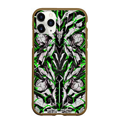 Чехол iPhone 11 Pro матовый Зелёная кибернетическая броня, цвет: 3D-коричневый