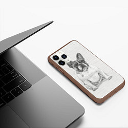 Чехол iPhone 11 Pro матовый Французский бульдог грустинка, цвет: 3D-коричневый — фото 2