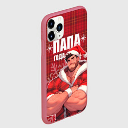 Чехол iPhone 11 Pro матовый Самый лучший папа года, цвет: 3D-малиновый — фото 2