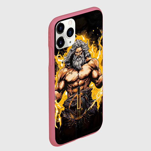 Чехол iPhone 11 Pro матовый Древнегреческий бог молний и грома Зевс / 3D-Малиновый – фото 2