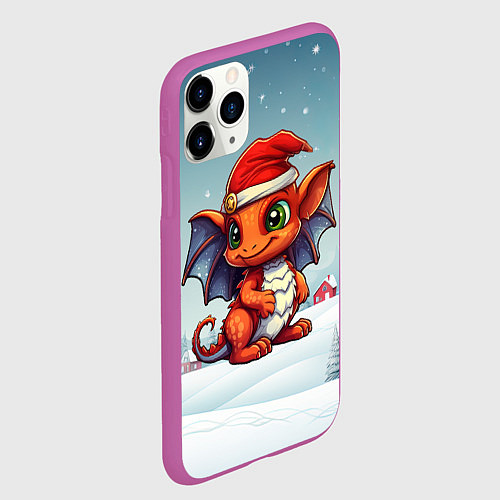 Чехол iPhone 11 Pro матовый Символ нового 2024 года дракон / 3D-Фиолетовый – фото 2