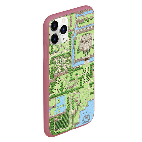 Чехол iPhone 11 Pro матовый Zelda: карта / 3D-Малиновый – фото 2