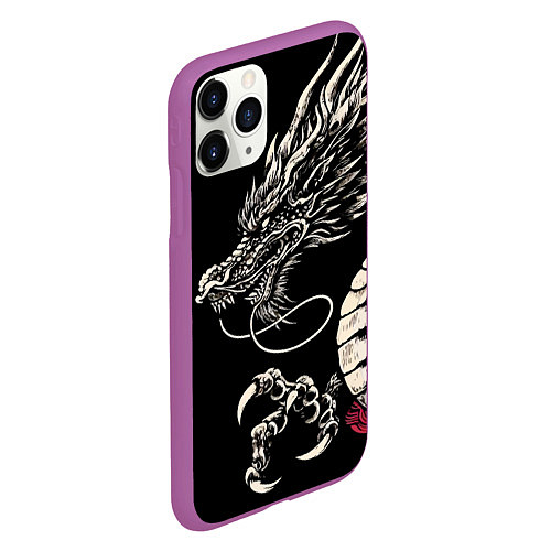 Чехол iPhone 11 Pro матовый Japanese dragon - irezumi - art / 3D-Фиолетовый – фото 2