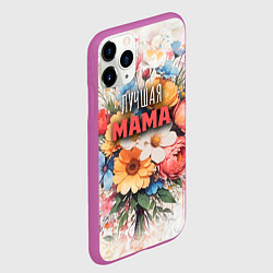 Чехол iPhone 11 Pro матовый Лучшая мама с букетом цветов, цвет: 3D-фиолетовый — фото 2
