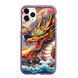 Чехол iPhone 11 Pro матовый Dragon tattoo - irezumi, цвет: 3D-фиолетовый