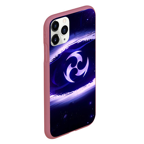 Чехол iPhone 11 Pro матовый Genshin Impact Raiden sign / 3D-Малиновый – фото 2